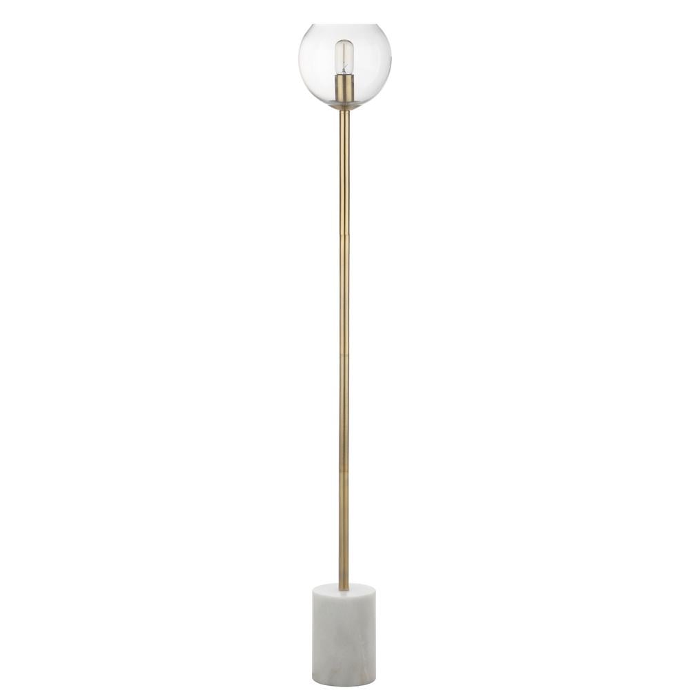 Safavieh Bradley White/Brass Gold Floor Lamp with Clear Open Globe Shade