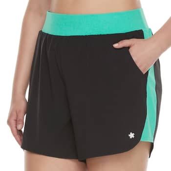 NWT Womens Plus 3X TEK GEAR high rise fitted shorts Black wicking pockets