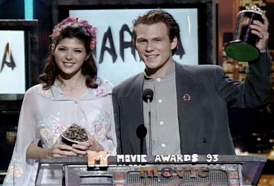Christian Slater And Marisa Tomei 1993 Mtv Movie Awards Best Kiss Winners Popsugar