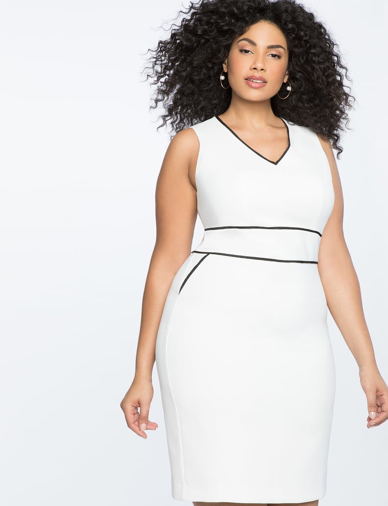 Eloquii V-Neck Dress With Contrast Piping