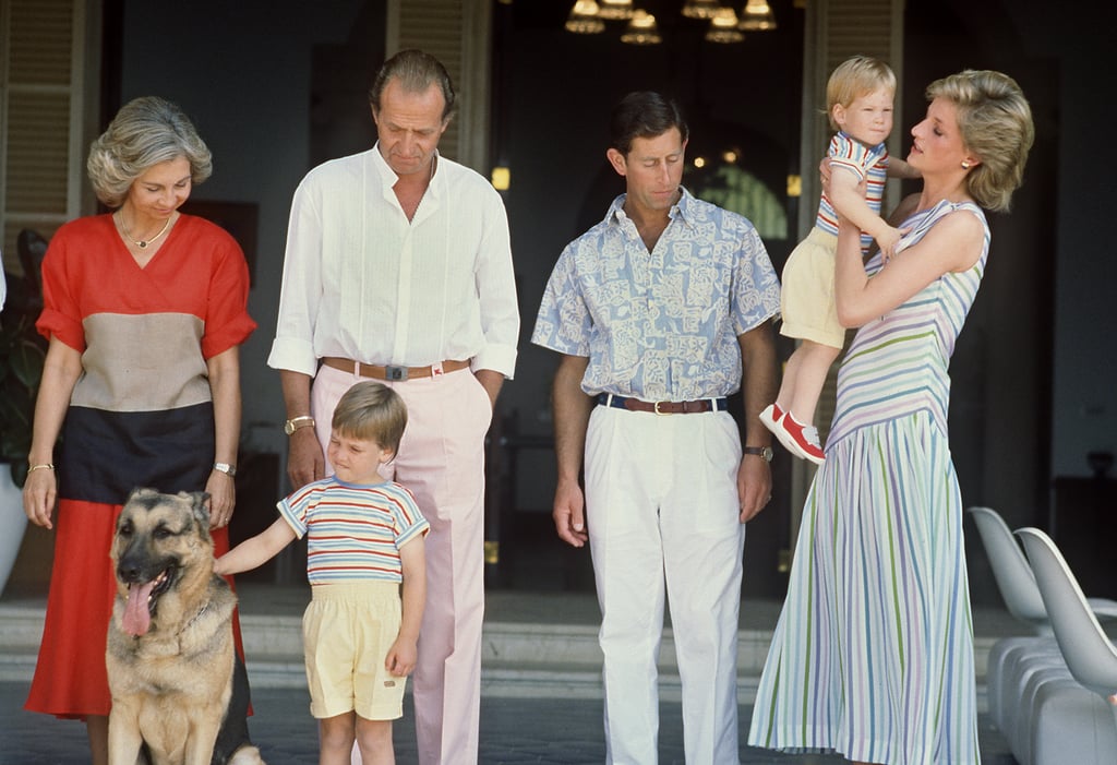 In August 1986, Princess Diana sported stripes in Palma de Mallorca, Spain, along with her sons.