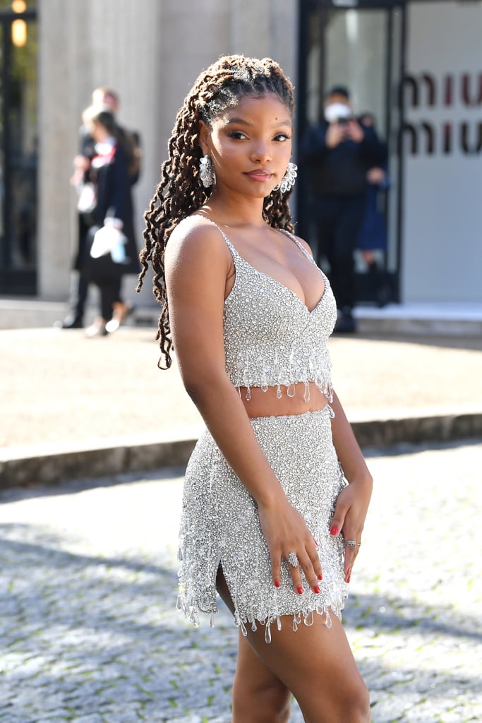 Halle Bailey's Crystal Miu Miu Outfit at Paris Fashion Week