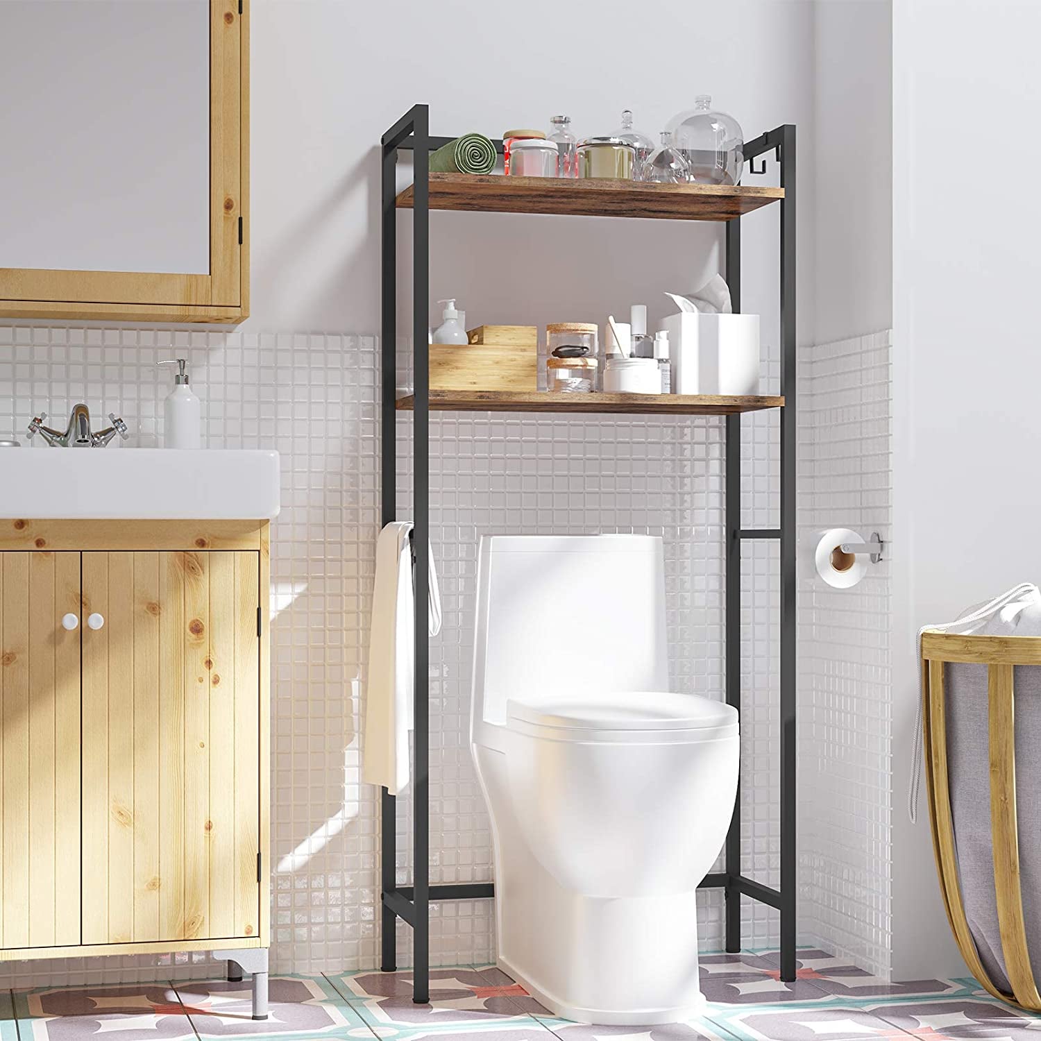 Details about    Bathroom Toilet Shelf Floor Storage Rack Cart Artifact Bathroom Corner Articles 