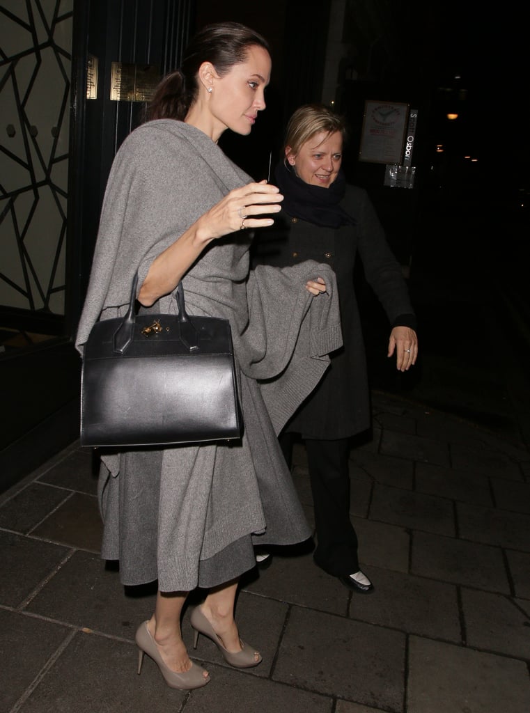 Angelina Jolie Gray Scarf April 2016