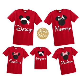 Red disney online family shirts