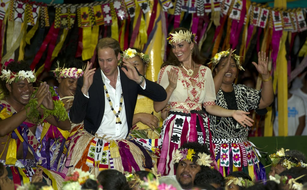 Kate Middleton smiled big at Prince William's dance moves in Tuvalu in September 2012.