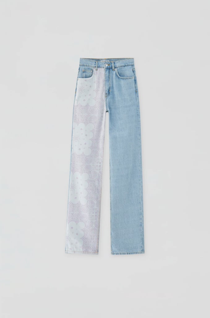 Pull&Bear Straight Paisley Patchwork Jeans