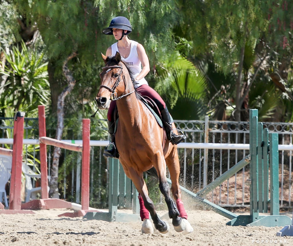 Kaley Cuoco practiced her equestrian skills in LA on Tuesday.