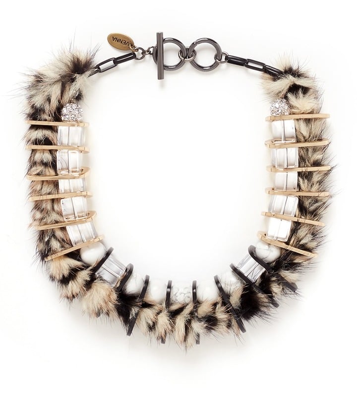 Venna Faux Fur Chain Link Necklace ($575)