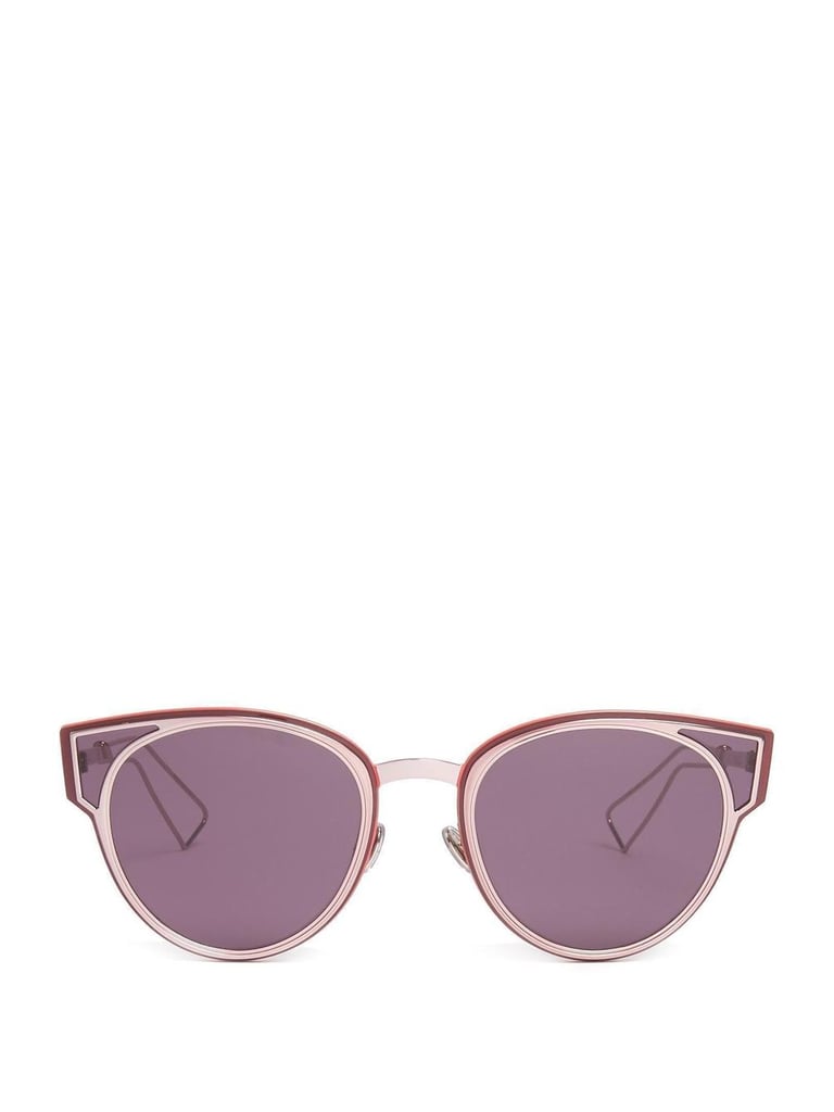 The purple lenses and pink frames of these
<product href="http://www.matchesfashion.com/us/products/1077861?qxjkl=tsid:38929%7Ccgn:J84DHJLQkR4&c3ch=LinkShare&c3nid=J84DHJLQkR4&utm_source=linkshare&utm_medium=affiliation&utm_campaign=us&utm_content=J84DHJLQkR4">Dior Sculpt Cat-eye Sunglasses</product> ($395) make for a girly but glam mix.
