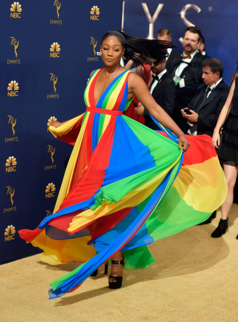 Tiffany Haddish Rainbow Dress by Prabal Gurung at 2018 Emmys
