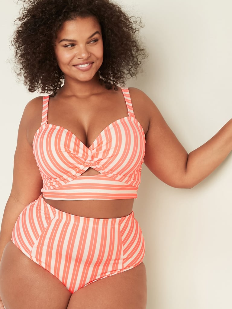 Old Navy Twist-Front Plus-Size Striped Bandeau Swim Top