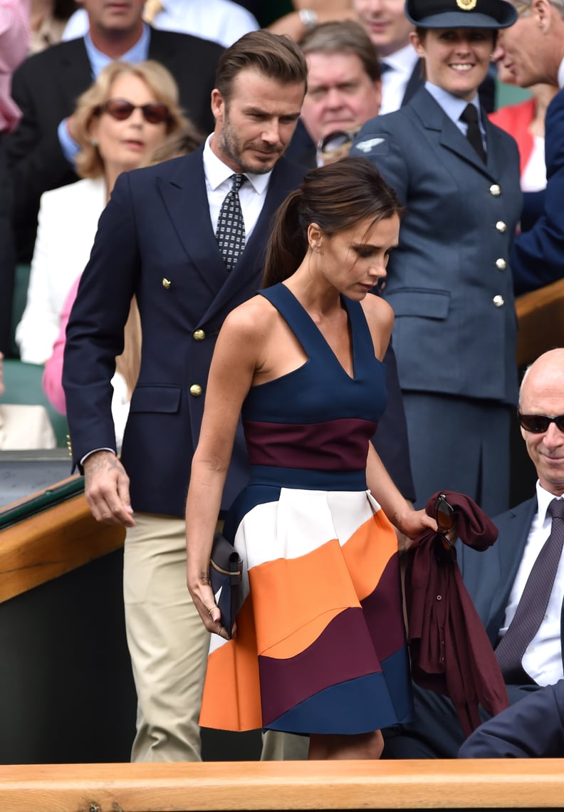 David and Victoria Beckham at Wimbledon in London in 2014