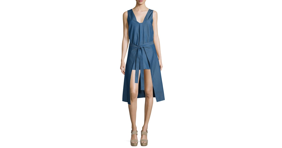 Cameo All Day Tie-Front Denim Dress, Denim ($180) | What to Wear on ...