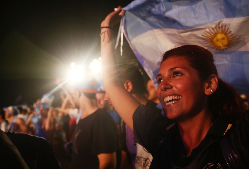 A woman cheered as she rooted for Argentina.