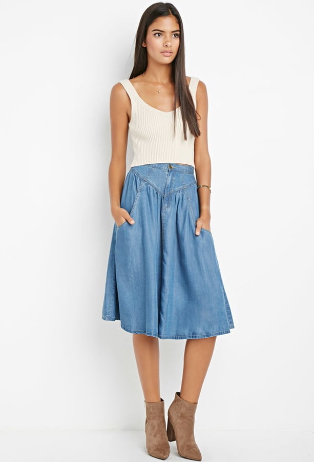 Forever 21 Contemporary Life in Progress A-Line Chambray Skirt ($25)