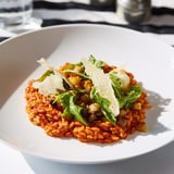 Risoni With Mediterranean Vegetables, Parmesan Crisp, Rocket Risoni With Mediterranean Vegetables, Parmesan Crisp, Rocket