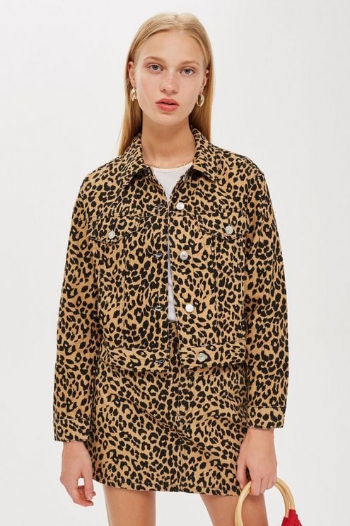 Leopard Fitted Denim Jacket