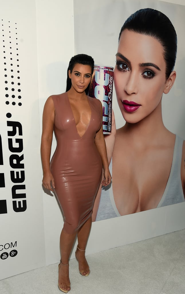 Kim Wore a Skintight Latex Dress to Promote Hype Energy Drinks