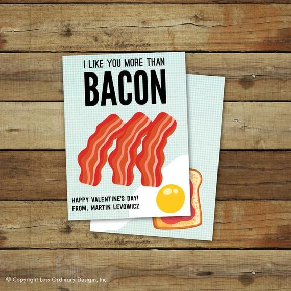 "I Like You More Than Bacon" Card