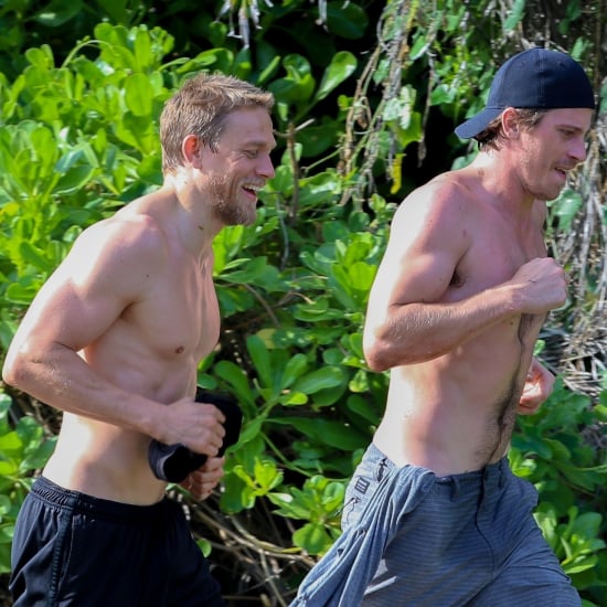 Shirtless Charlie Hunnam and Garrett Hedlund in Hawaii 2018