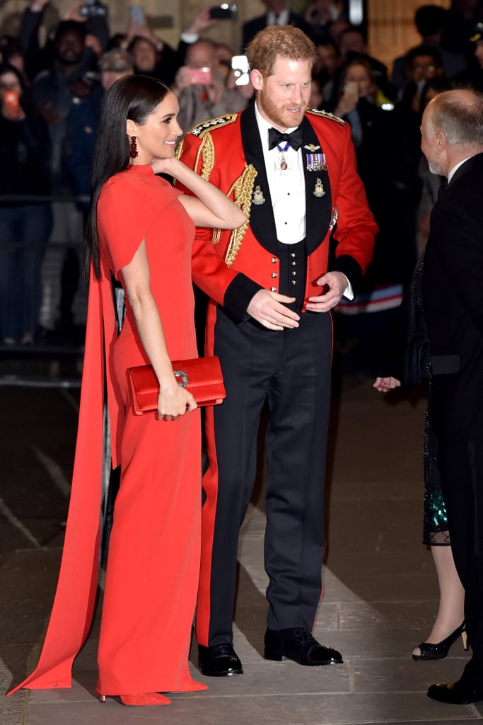 Meghan Markle S Red Safiyaa Dress At Mountbatten Festival Popsugar Fashion