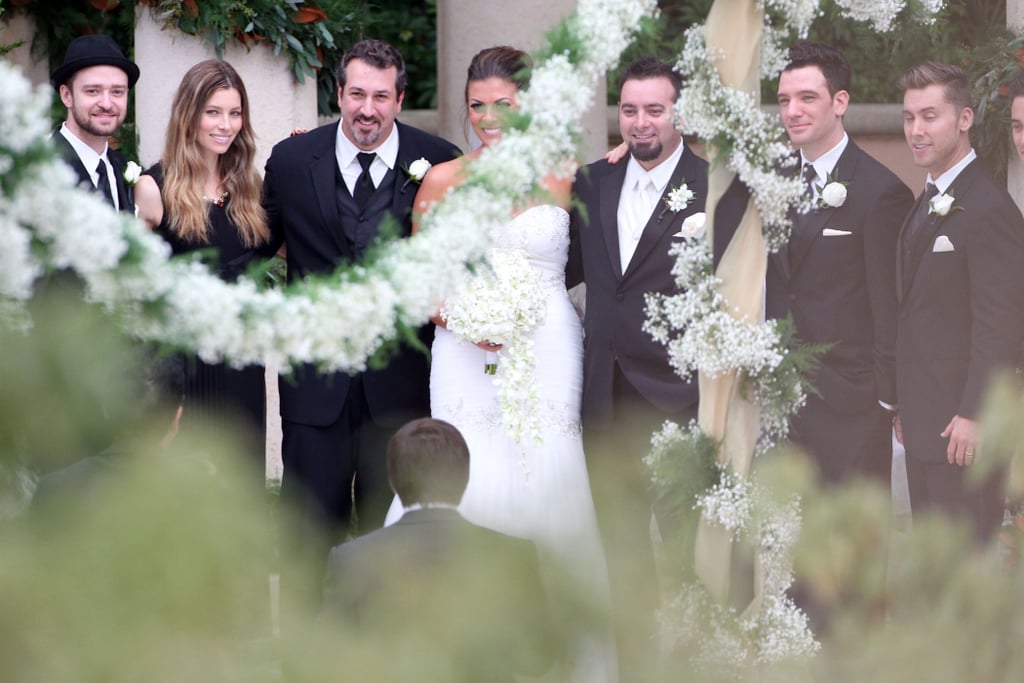 Chris Kirkpatrick had all four of his former *NSYNC members — Justin Timberlake, JC Chasez, Lance Bass, and Joey Fatone — as his best men when he married Karly Skladany in November 2013.