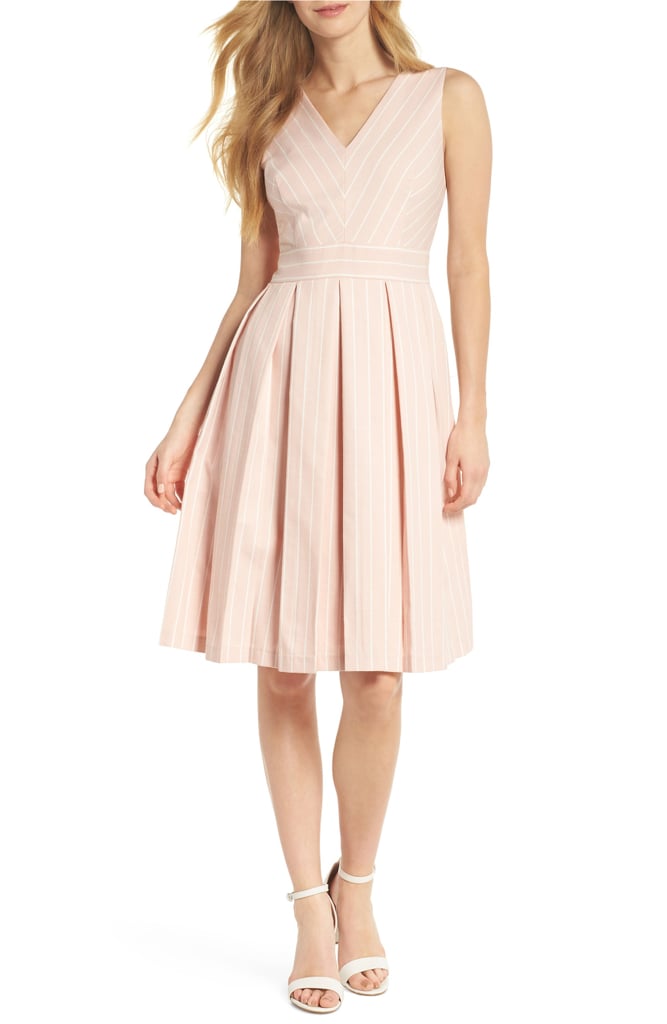 Samantha Slub Stripe Fit & Flare Dress