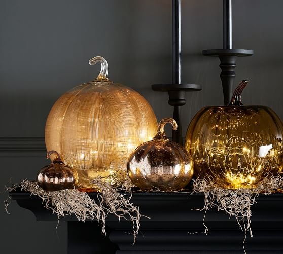 Linen Glass Pumpkin Candle Holder | Best Pottery Barn Halloween ...