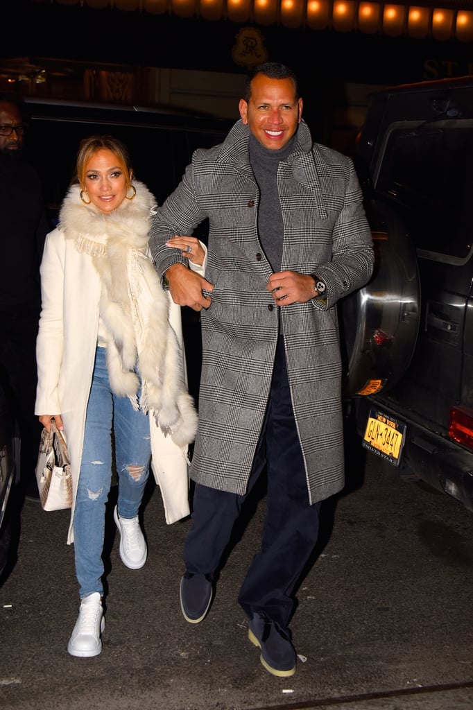 Jennifer Lopez's White Coat and Sneakers With Alex Rodriguez