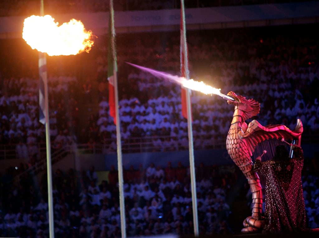 Pagini's dragon harp blew fire during the ceremony.