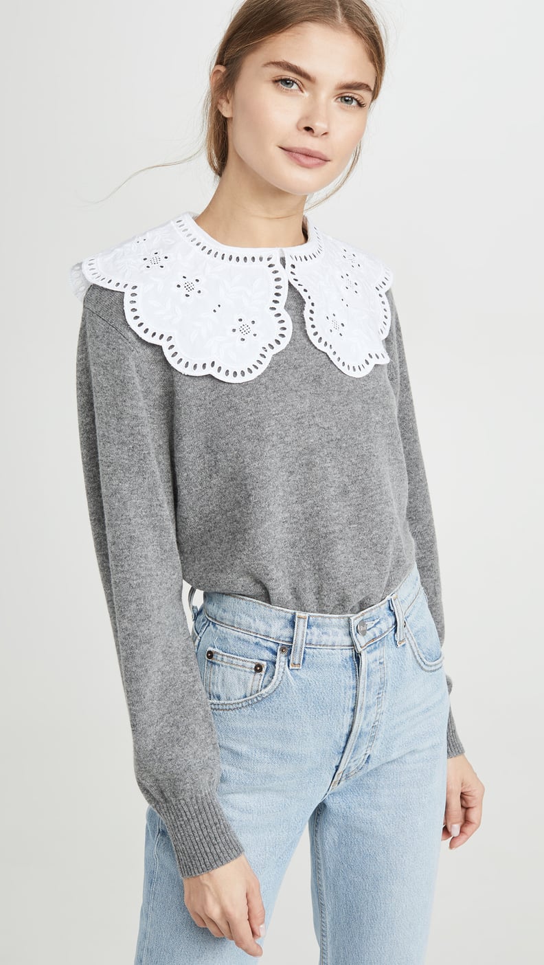 Sea Zippy Lace=Collar Sweater