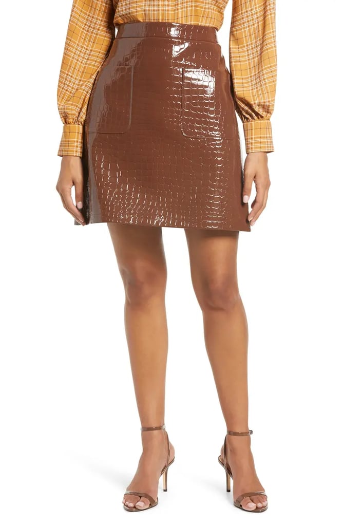 Halogen x Atlantic-Pacific Croc Embossed Faux Leather Miniskirt