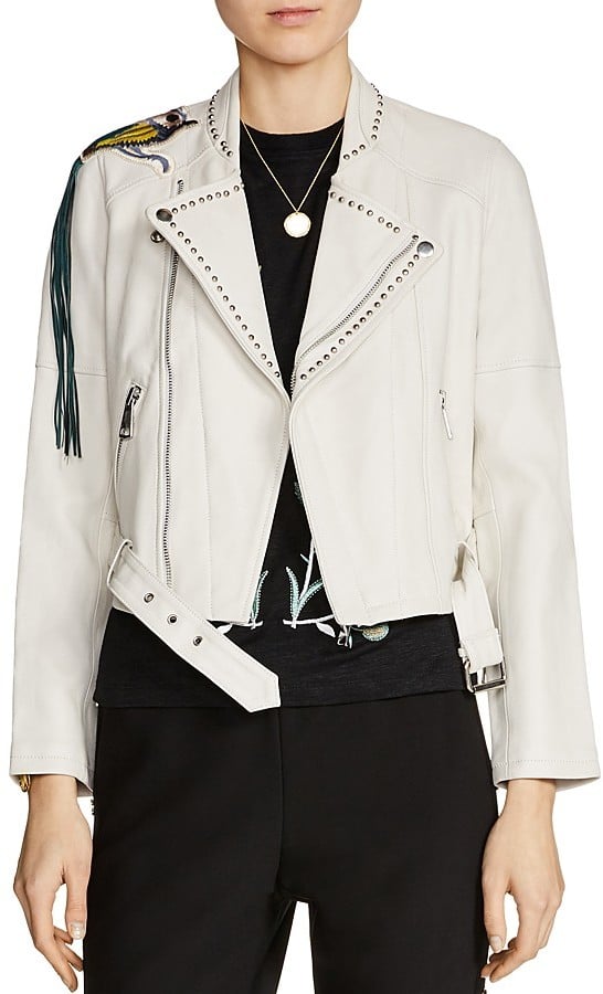 Maje Bently Embellished Leather Jacket