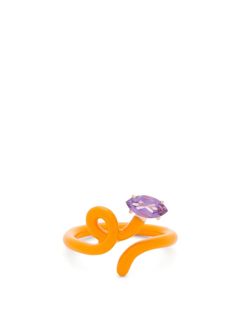 Bea Bongiasca Baby Vine Tendril Amethyst 9KT Gold & Enamel Ring