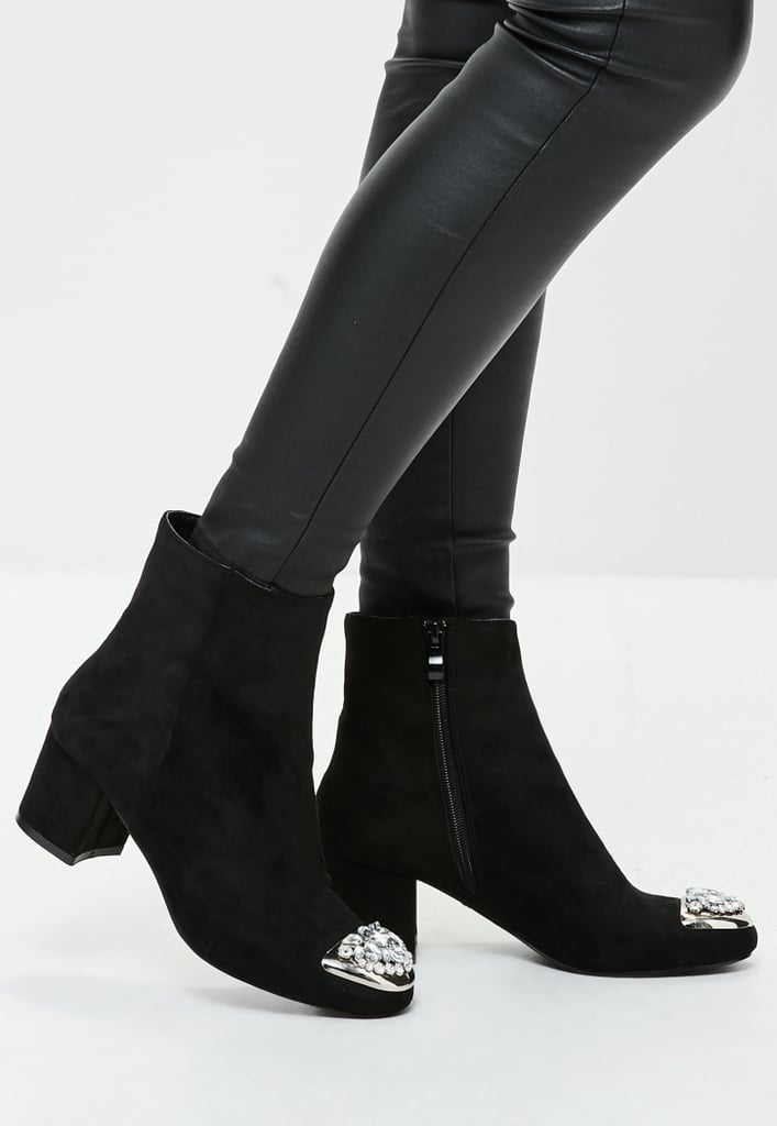 Missguided Black Embellished Toe Ankle Boots