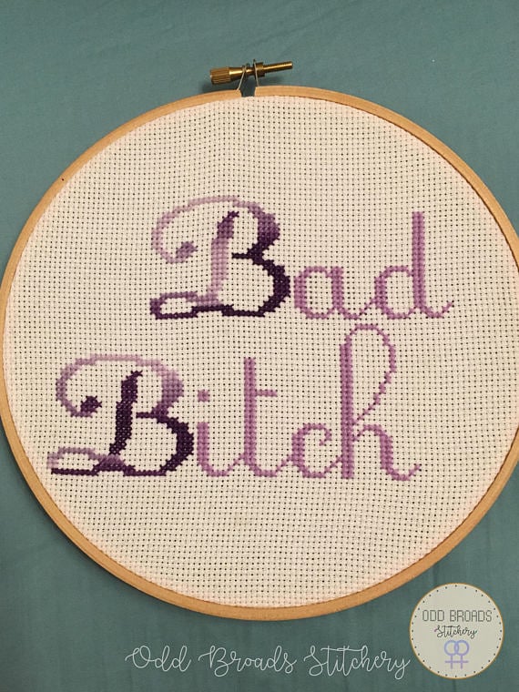 "Bad Bitch" Cross-Stitch Hoop ($19)
