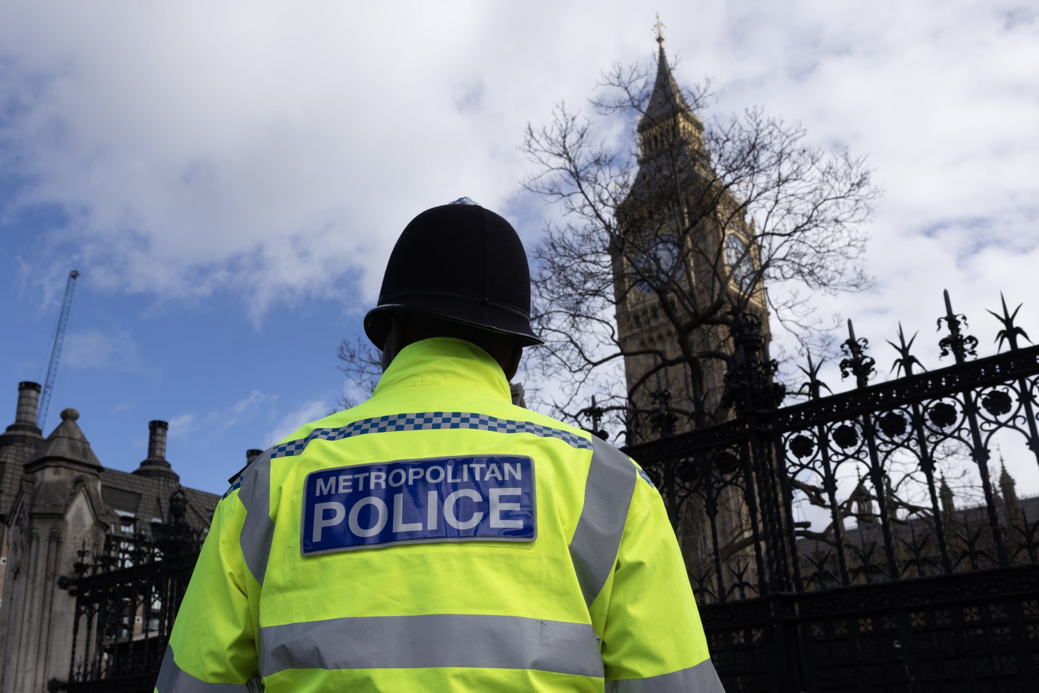 LONDON, ENGLAND - MARCH 21: Metropolitan Police officers outside the Houses of Parliament on March 21, 2023 in London, England. A report published today of behavioural standards and internal culture of the Metropolitan Police Service, conducted by Baroness Louise Casey and commissioned in the wake of the murder of Sarah Everard by a serving officer, suggested the force could be broken up if it fails to improve. (Photo by Dan Kitwood/Getty Images)