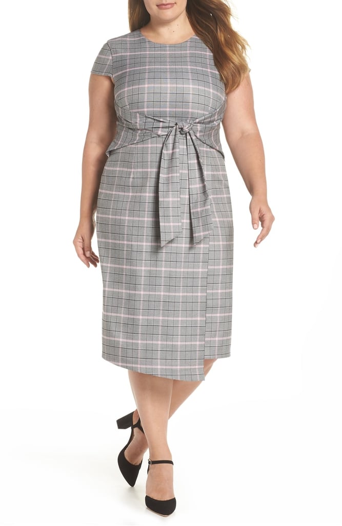 1901 Plaid Cinched Waist Midi Dress