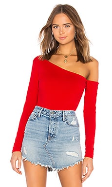 Susana Monaco Asymmetrical One-Shoulder Top in Perfect Red