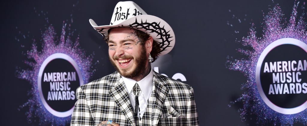 Post Malone's Checkered Black-and-White Suit at the AMAs