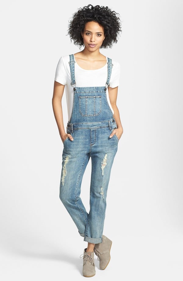 Kut from the Kloth distressed boyfriend jean overalls ($98) | Overall ...
