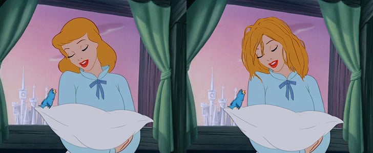 Cinderella waking up with actual bed head.