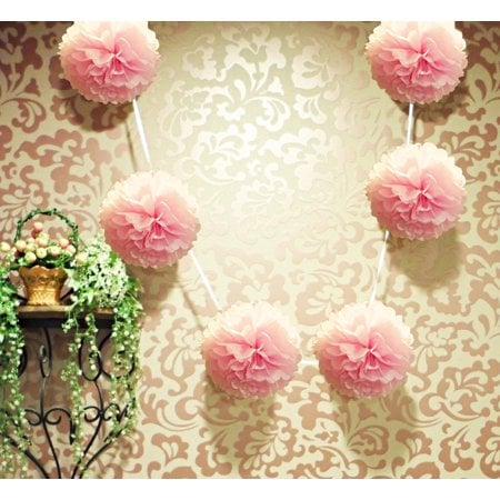 Light Pink Hanging Tissue Paper Flower Pom Poms