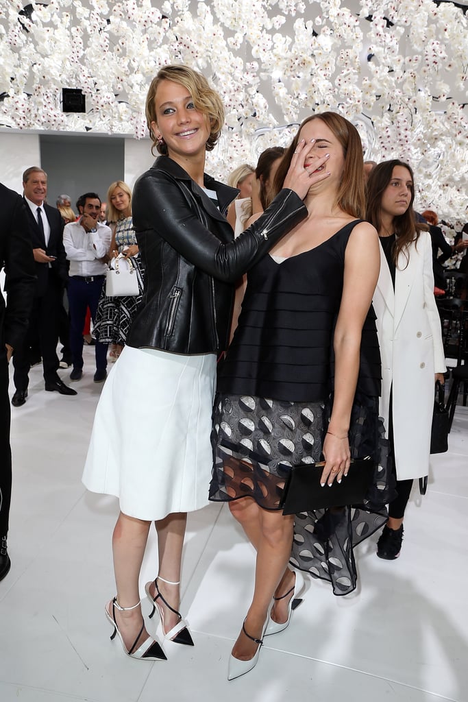 Jennifer Lawrence and Emma Watson at Dior Couture Show 2014