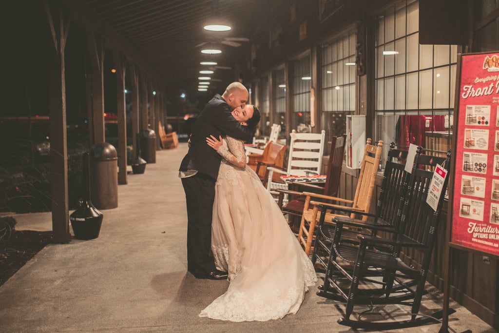 Couple's Engagement and Wedding Photos at Cracker Barrel