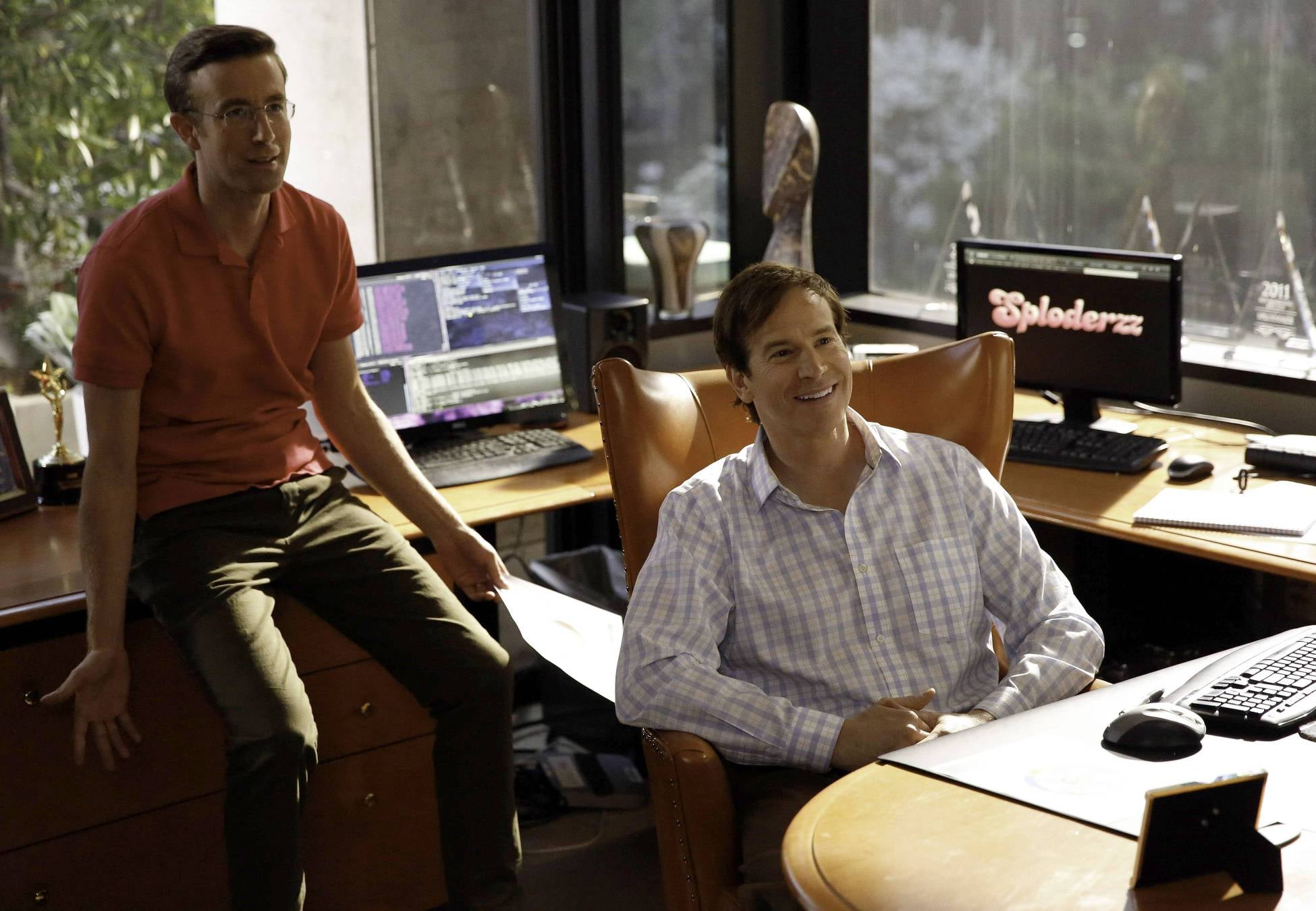 Rob Huebel and Matt Oberg guest-star in the episode as the owners of Sploderzz.com.
