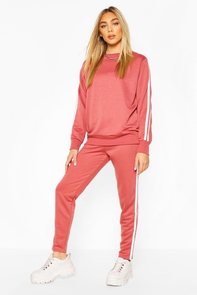 Boohoo Side-Stripe Sweat Jogger Set