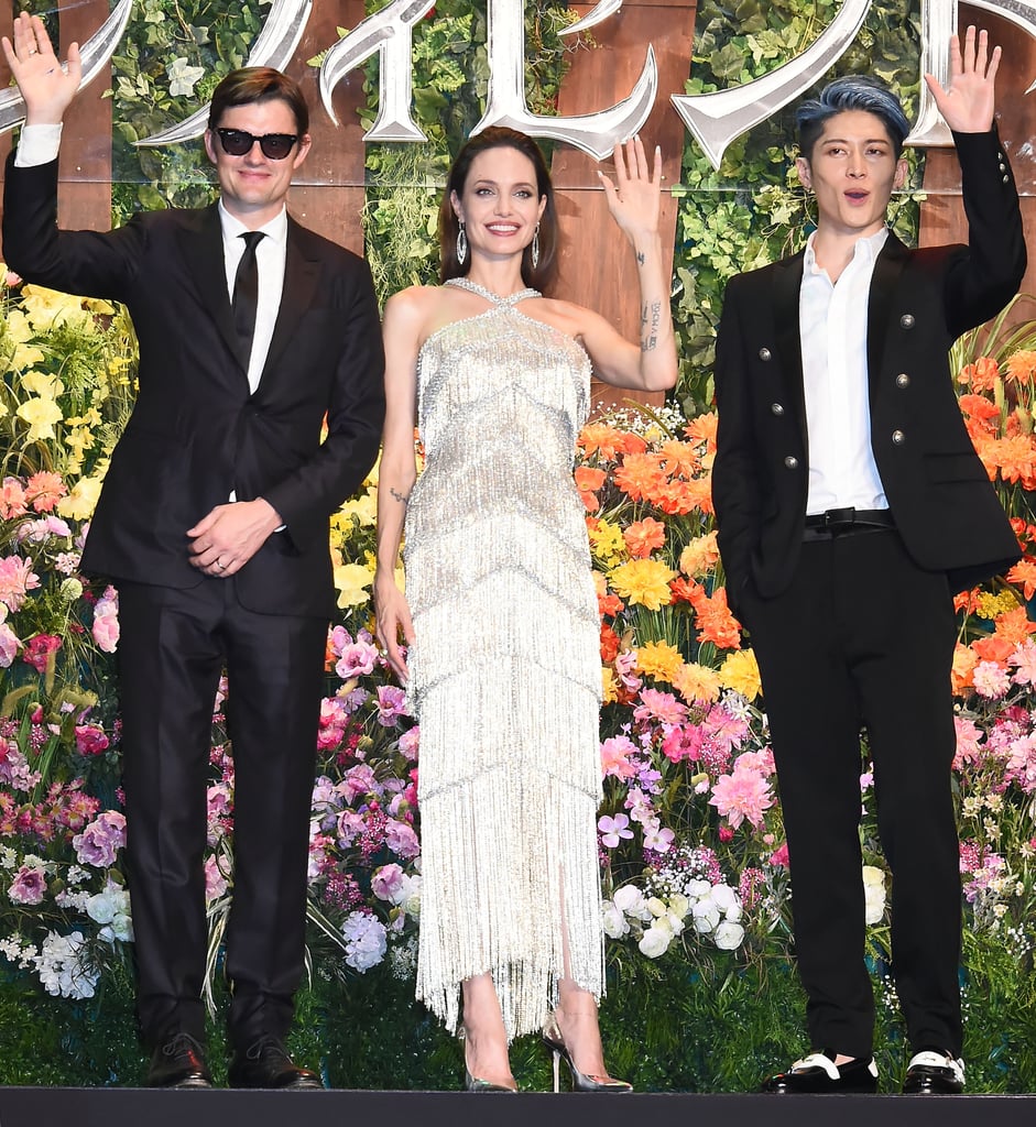 Angelina Jolie Silver Fringed Dress at Maleficent 2 Premiere