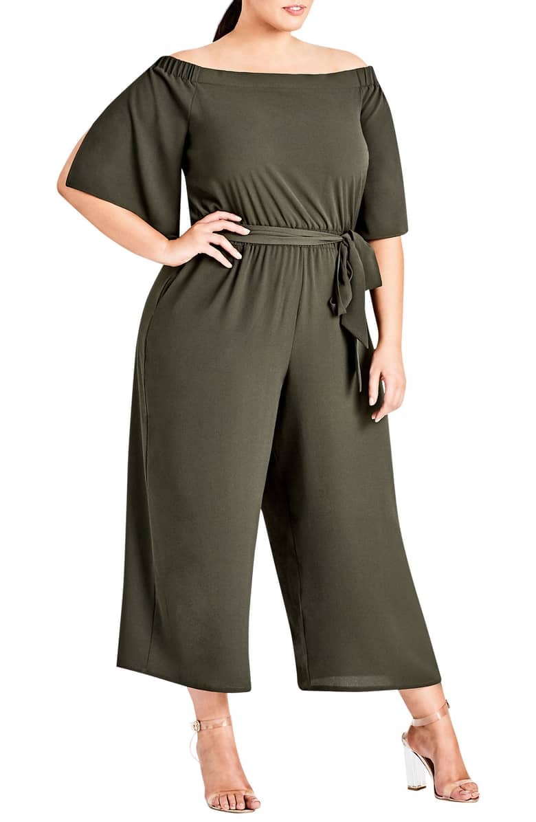 City chic off shoulder jumpsuit clearance